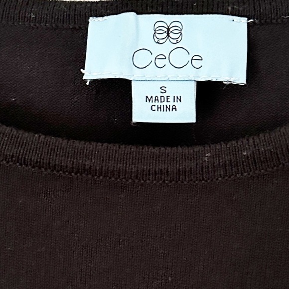 CECE Mockneck Contrast Sleeve Sweater Black Small - Picture 8 of 9